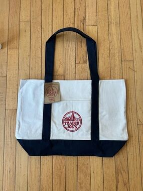 Trader Joe's Canvas Duffel Tote Bag in Blue
